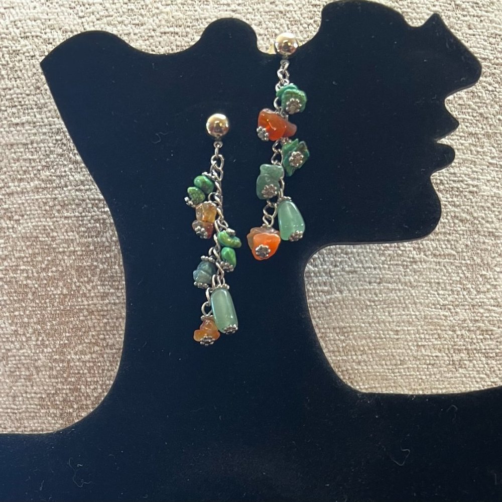 Multiple Stone Dangle Post Earrings - image 4